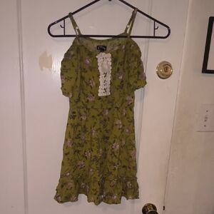 Art Class | Green Floral Kids Casual Dress